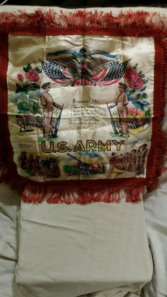 Vintage WWII US Army Decorative Textile - Pillow Sham