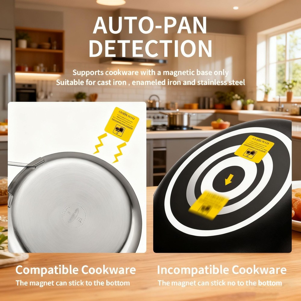 Portable 1800W Double Induction Cooktop Power Sharing Induction Burner Counte...