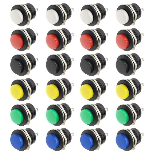 2 Pin Self-Resetting Mini Round 16mm Momentary Push Button Switch 3A 250V