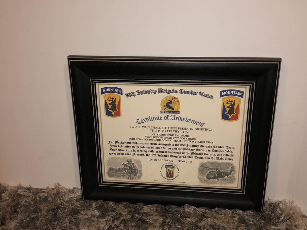 86TH INFANTRY BRIGADE COMBAT TEAM - COA / (COMMEMORATIVE CERTIFICATE)