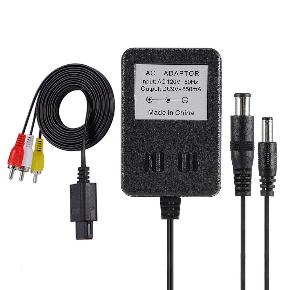 AC Adapter Power Cord & RCA AV Cable Bundle For SNES Super Nintendo Game System