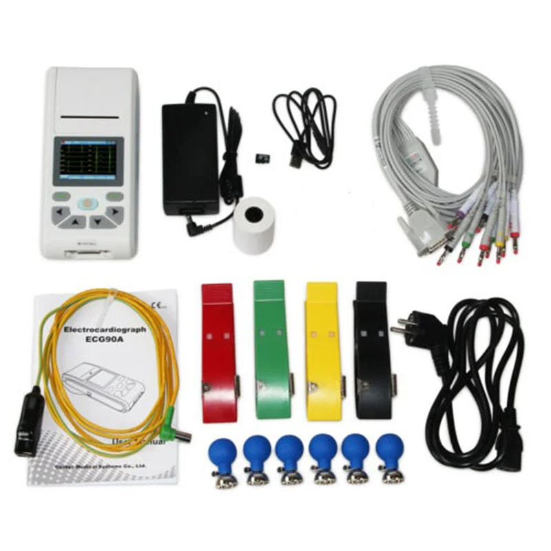 12-Lead EKG Machine Portable: Touchscreen, USB, Built-in Printer, Carry Bag