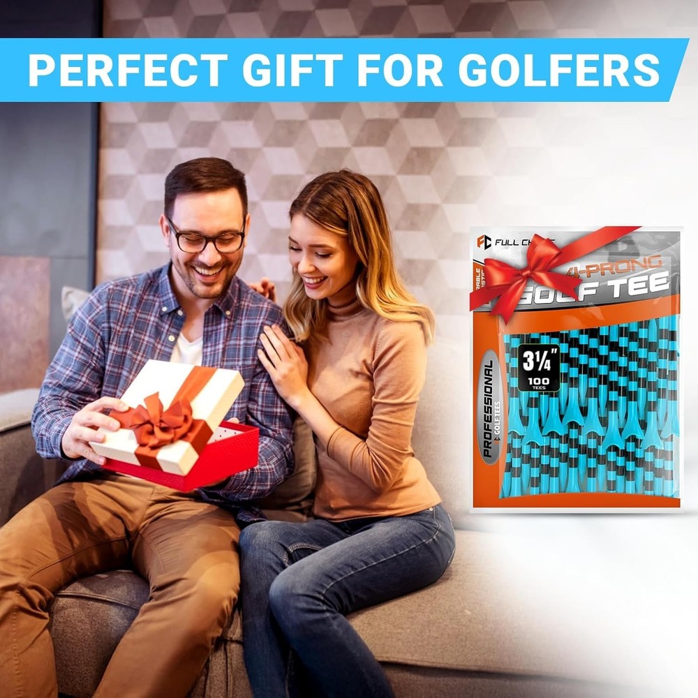 Full Choice100 Pack 3-1/4" Plastic Golf Tees, Enhanced Durability & Stability..