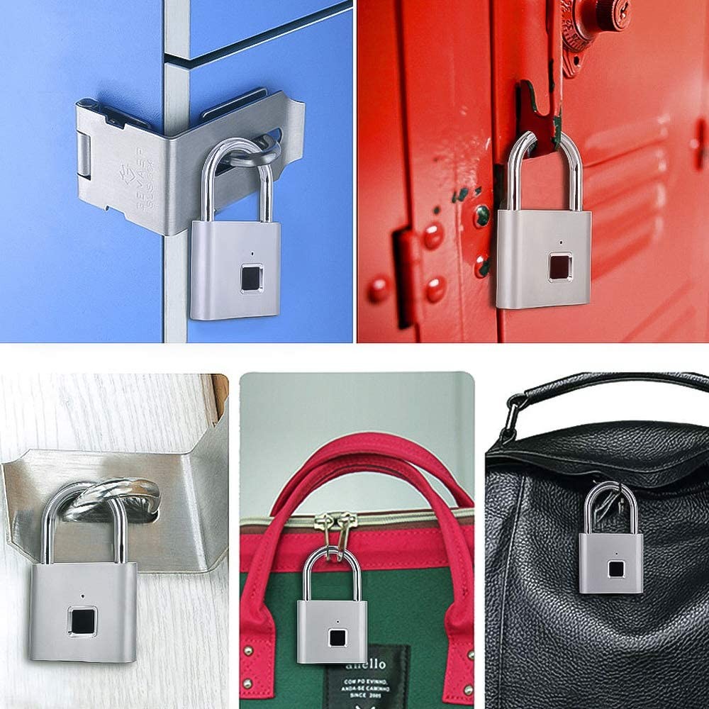 Fingerprint Padlock, USB Charging Waterproof Mini Smart Security Lock with No...