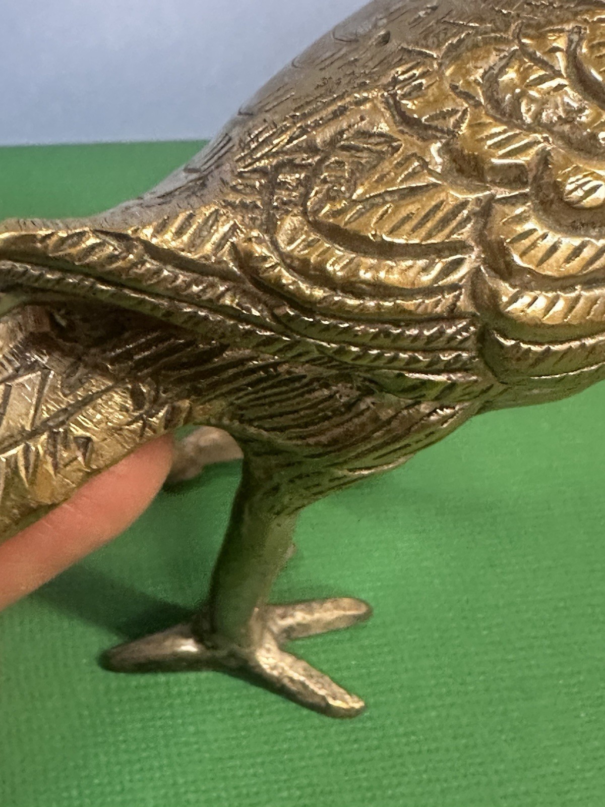 Vintage Solid Brass Bird Ronin? Figurine Peep