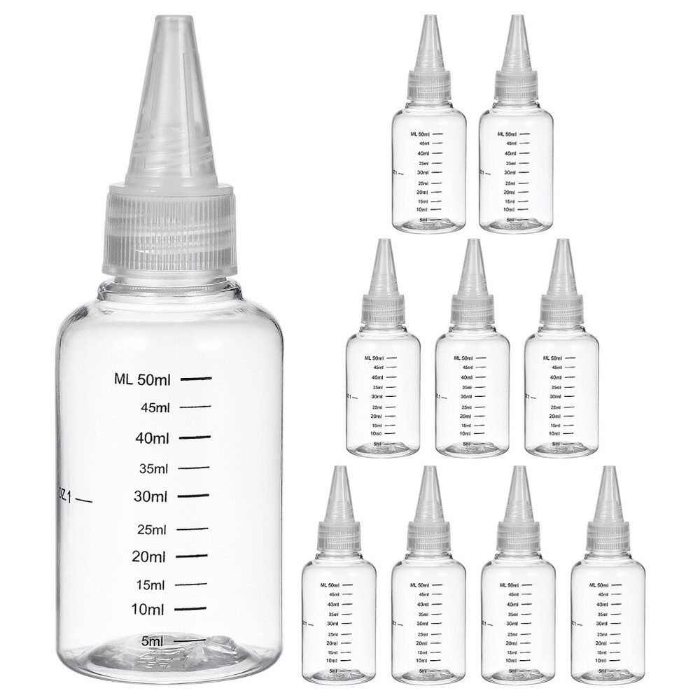 10 Pcs Empty Bottle Transparent Squeeze Applicator Paint Plastic Dispenser 50ML