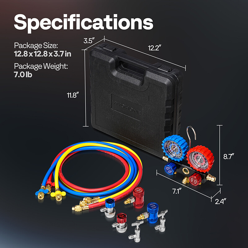 AC Manifold Gauge Set 3 Way For R1234yf R404a R134a Refrigeration Charging