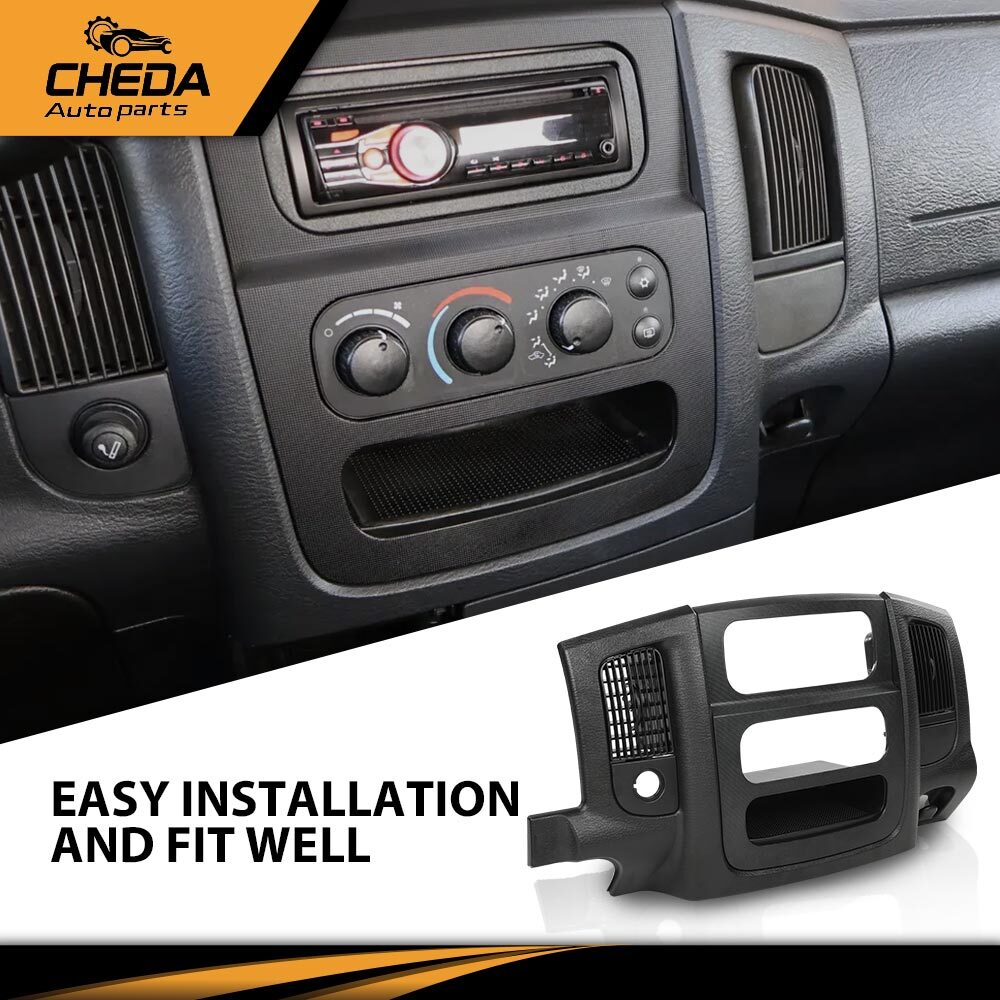 Fit For 02-05 Dodge Ram 1500 2500 Dash Radio Bezel Climate Trim Panel Vent Black