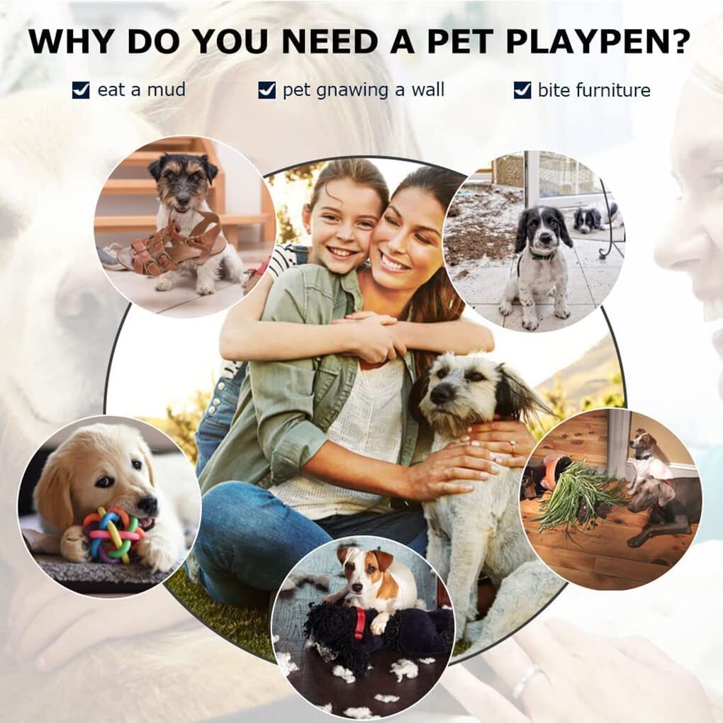 Dog Playpen Pet Dog Fence 24"/ 32" /40" Height 8/16/24/32 Panels Metal Dog Pen