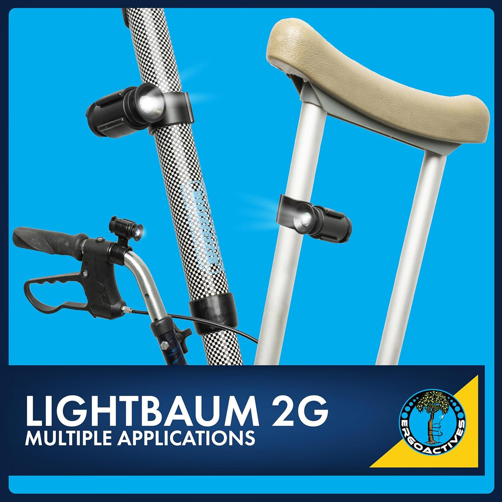 Lightbaum 2G- New Improved Adjustable LED Flashlight for Crutches, Canes, & Walk