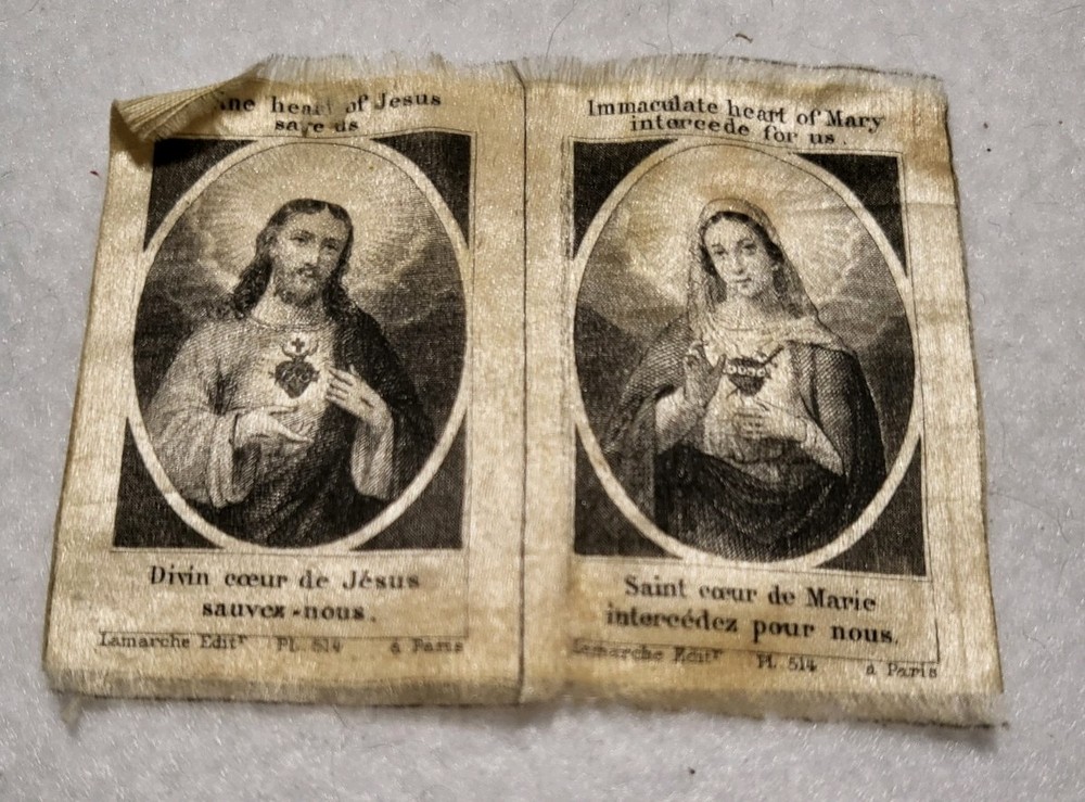 Case With Religious Items, Rosary Bracelet, Scapulars, Pendant, Sacred Heart