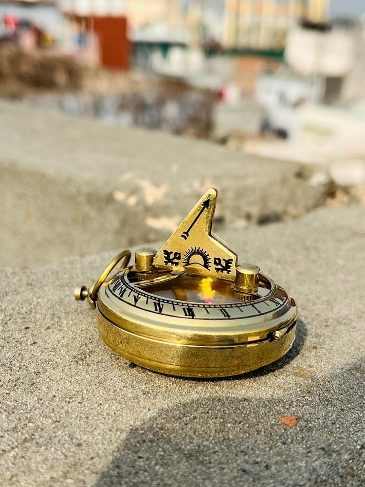 Solid Brass Sundial New Designed Compass Vintage Pocket Style Nautical Handmade