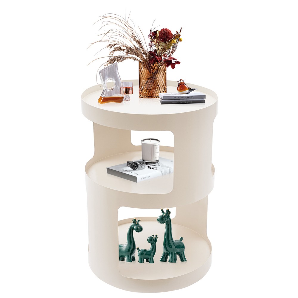 3 Tier Side Table Modern Coffee Table Sofa Bedside Table Round Organizer White