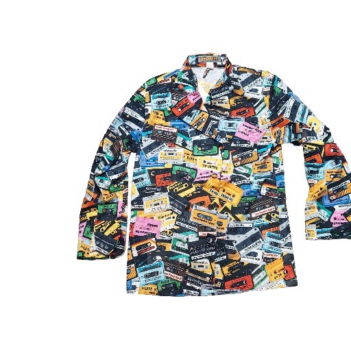 NWT Loudmouth Chef Coat Cotton Medium Bright Fun Mixtape Pattern
