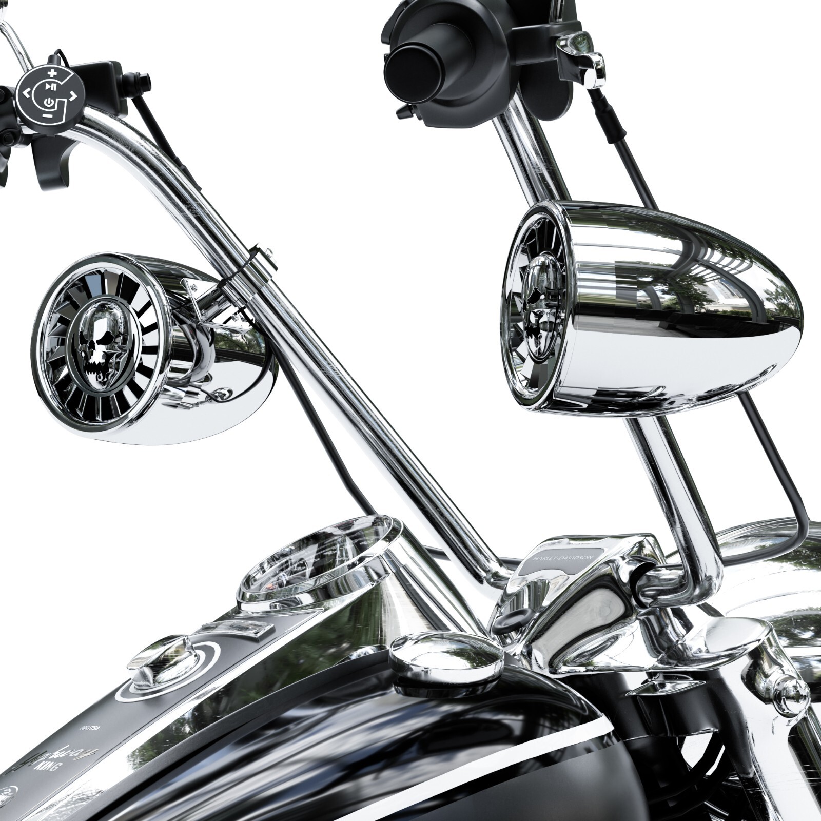 600W Bluetooth Waterproof Stereo Speakers Audio Amp System for Harley Ape Hanger