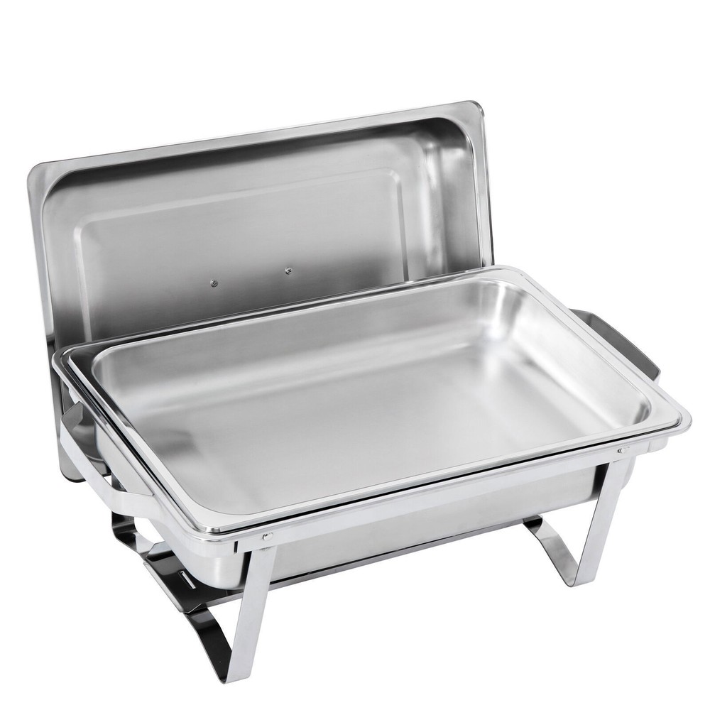8PCS 8QT Chafing Dish High Grade Stainless Durable Chafer Complete Set Silver