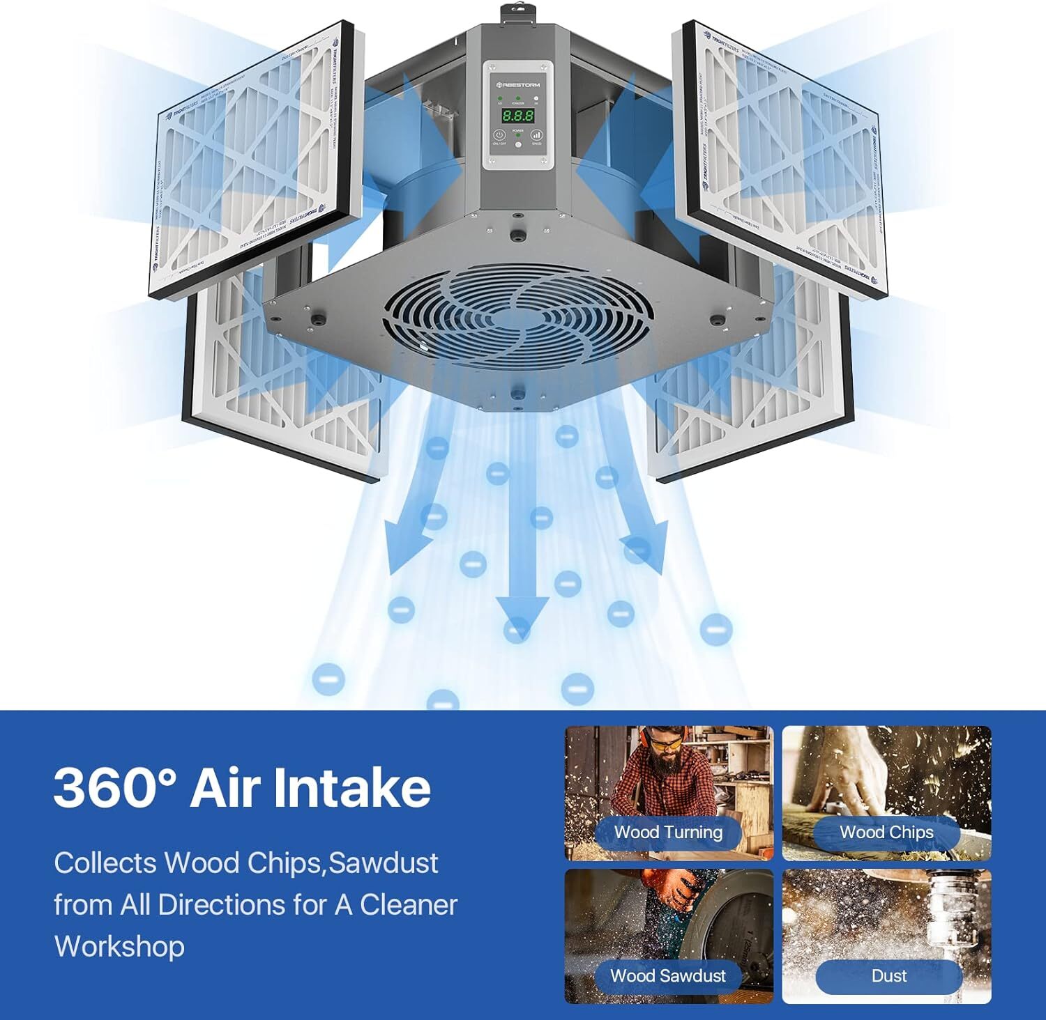 Abestorm Intake Air Filtration System Woodworker Built in Ionizer Dust Collector