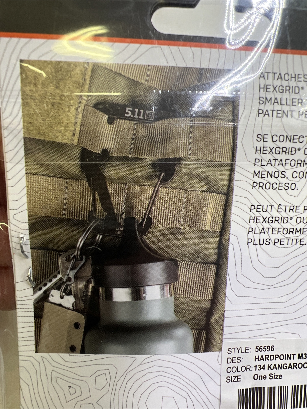 5.11 Hardpoint M3 Coyote Molle Clip Carabiner PALS, HEXGRID 121LBS