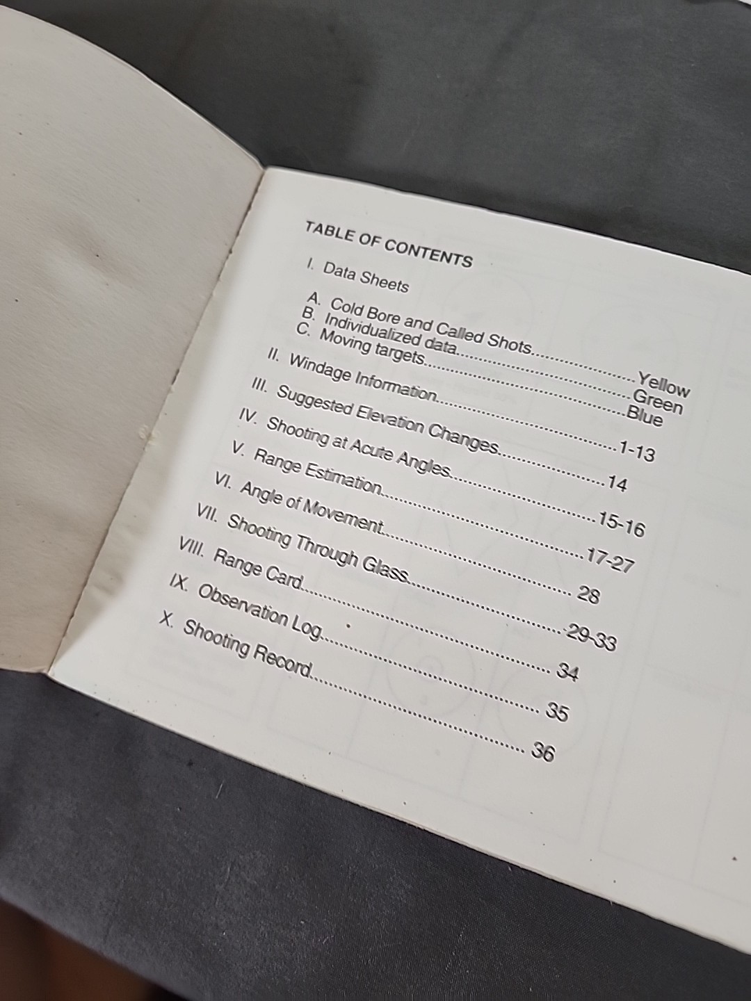 Department of Justice DOJ FBI Sniper Data DOPE book New 2-192 Rev 9-23-96