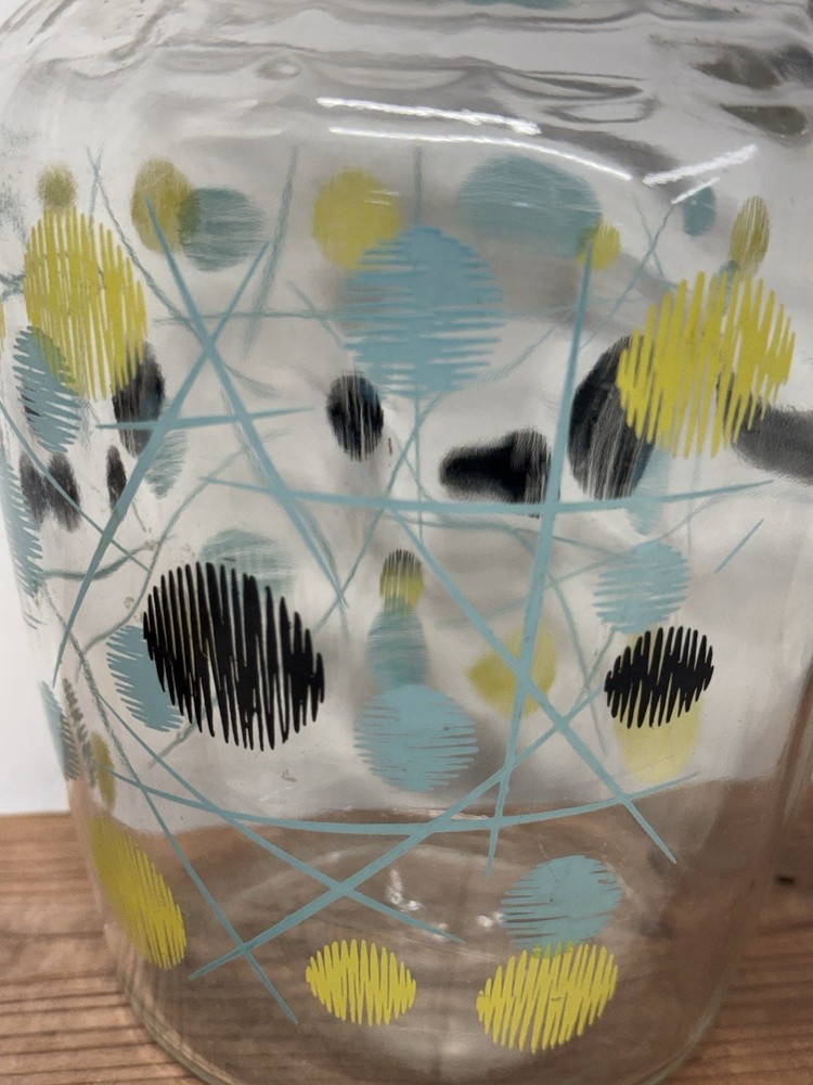 Mid-Century Modern Glass Pitcher With Atomic Style Pattern 1960s