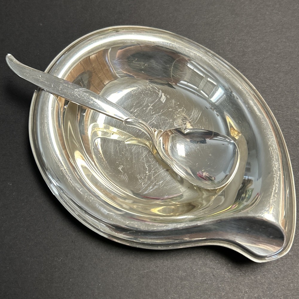 1847 Rogers & Bros Relish Dish And Spoon FLAIR Art Deco Modern I S Silverplate