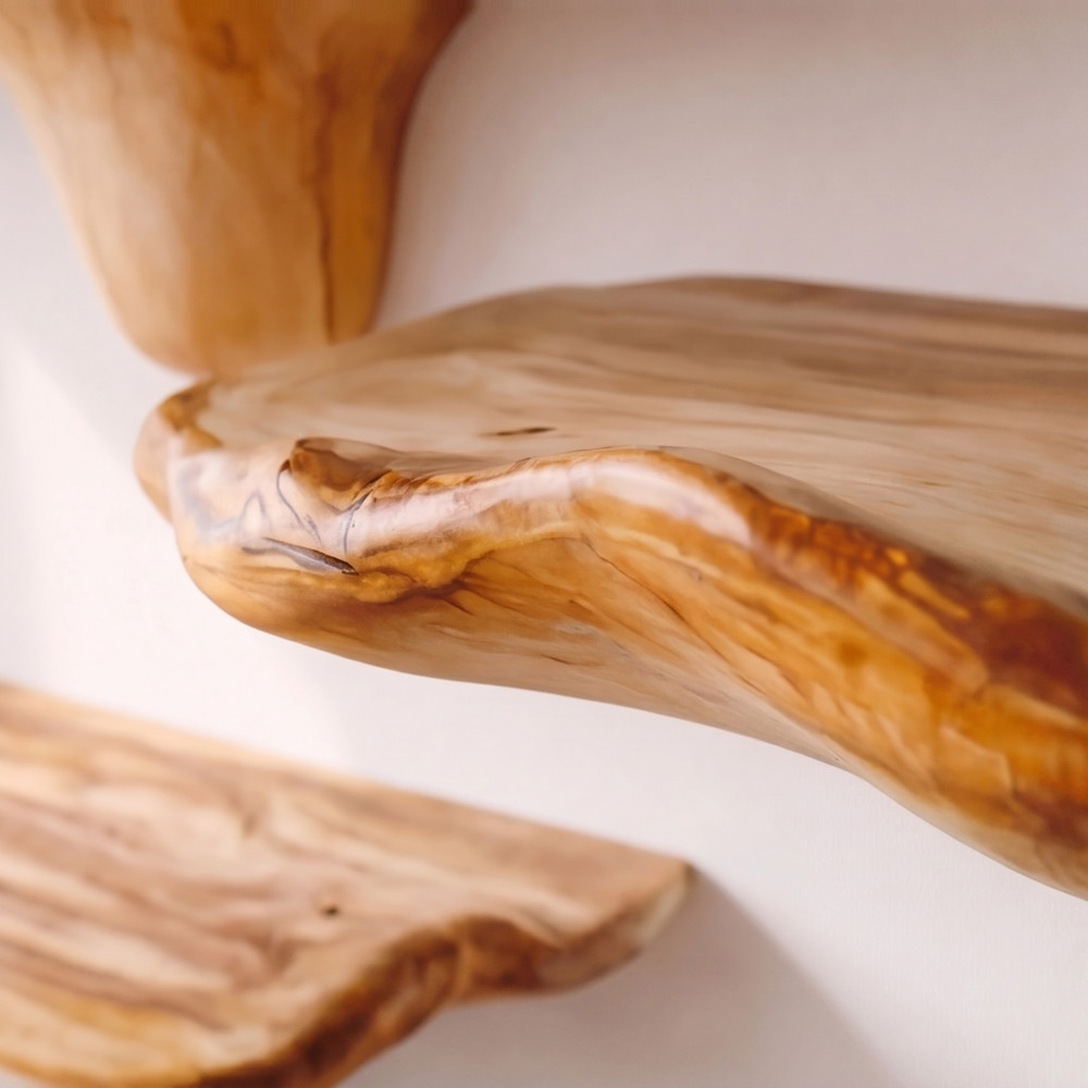 Rustic Live Edge Wall Shelf - Handcrafted Solid Wood Floating Timber