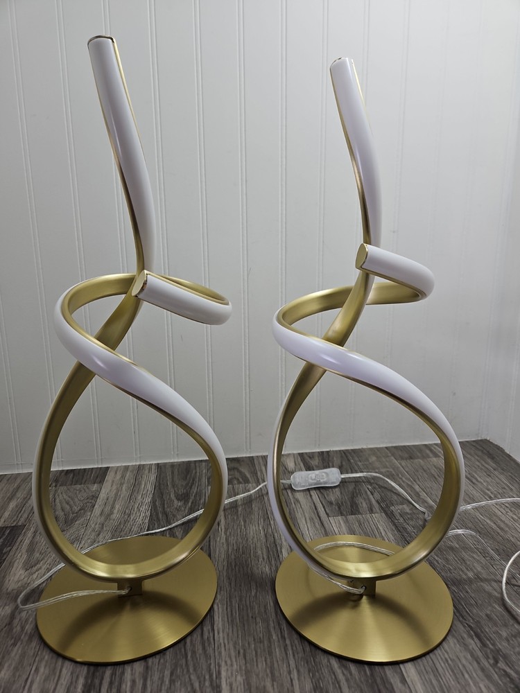 Table Lamps Gold & White LED Ribbon
