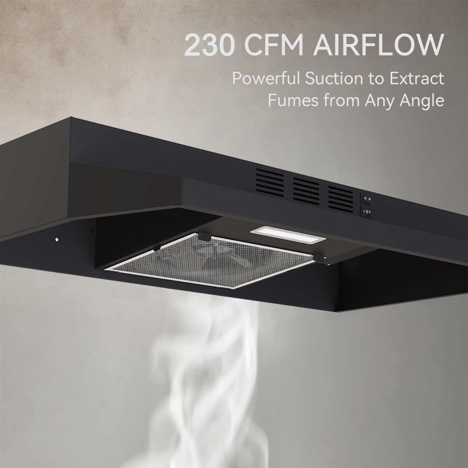 30 inch Under Cabinet Range Hood 230CFM Ducted/Ductless Black Painted w/LED New
