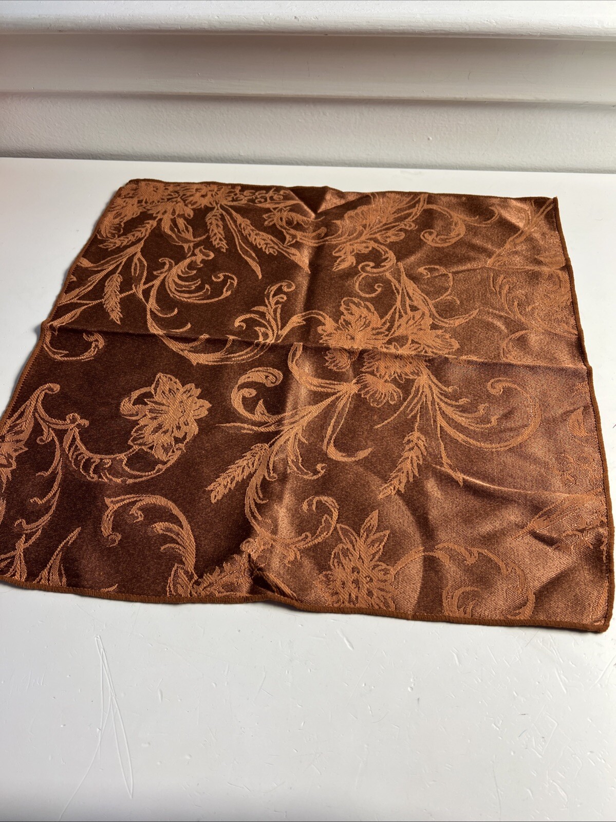 Vintage Set 8 Paisley Leaf Napkin Fall Gold Brown Cranberry or Gingerbread
