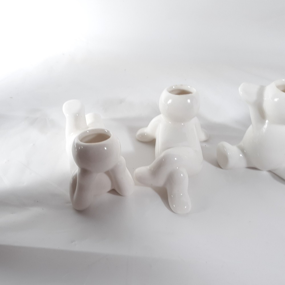 Small Human People Planters White Ceramic 4 Planters