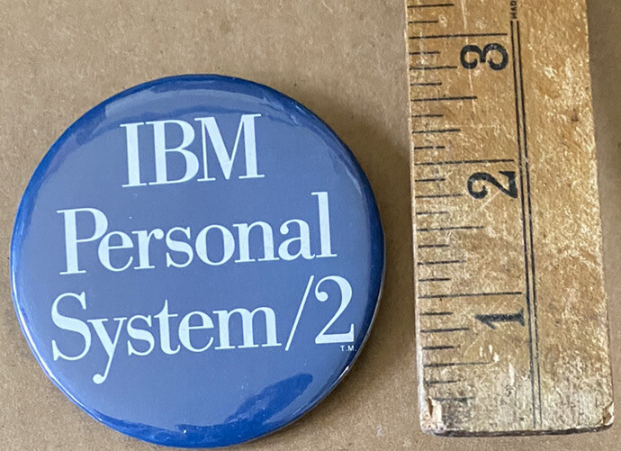 Vintage Computer Pin IBM Personal System/2 Badge 3" PS2 Button PinBack RARE