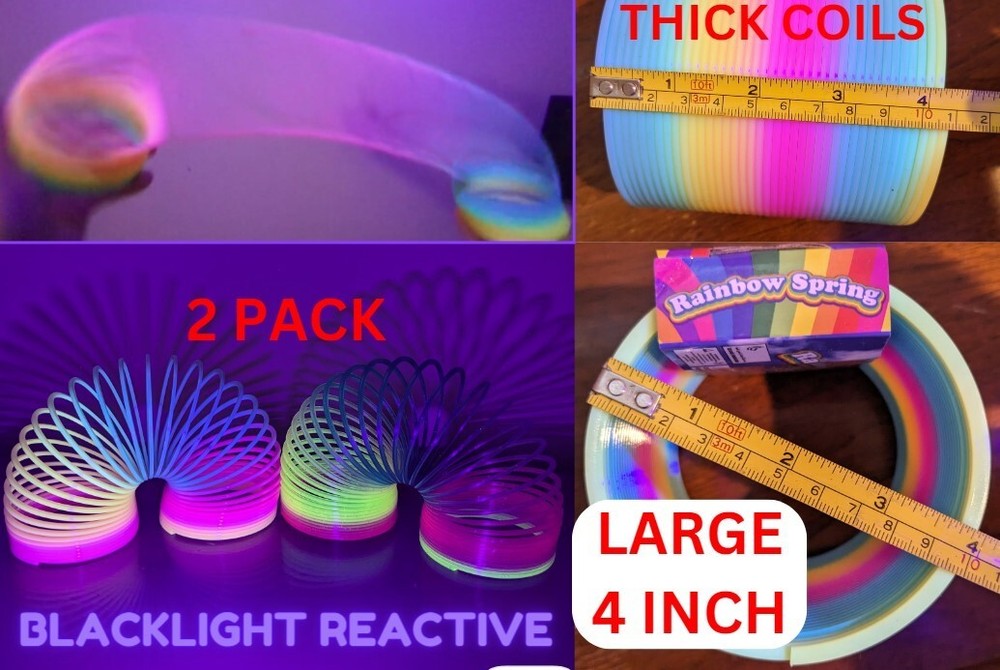 Rainbow Spring Coil 2 Pack Hyper Blacklight Reactive Flow Toy Manipulation Dance