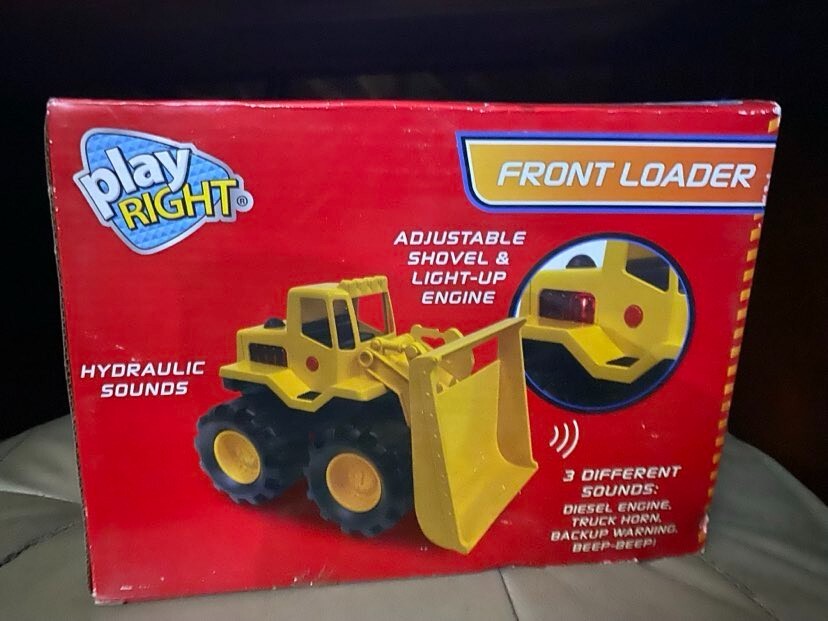 play right front loader Hydraulic sounds flashing lights adjustable shovel