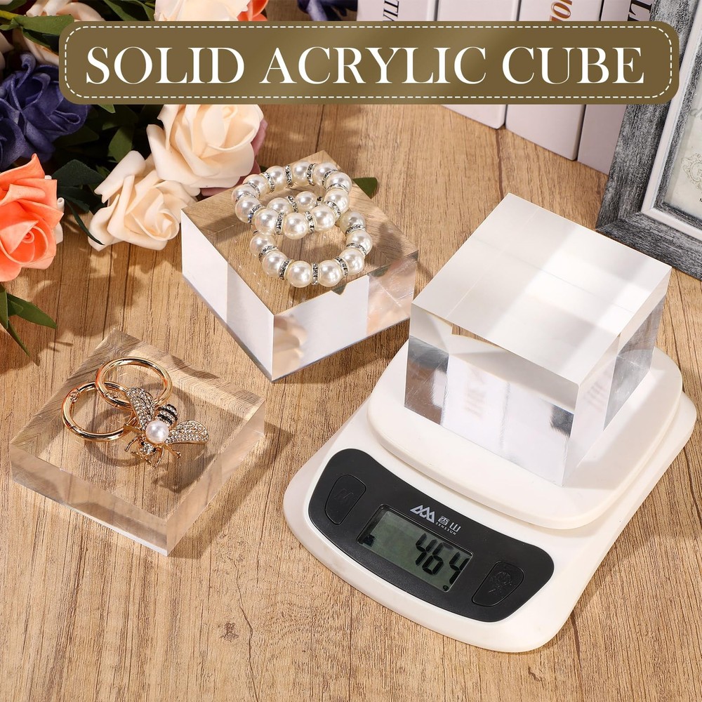 Geelin Acrylic Risers Stand Display Block Decor Riser 3 Size Decor Clear Poli...