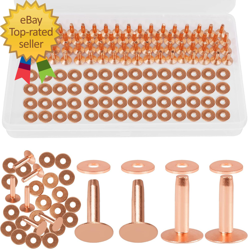 154Pcs Copper Rivets for Leather #12 Smooth Leather Rivets without Pattern Pure