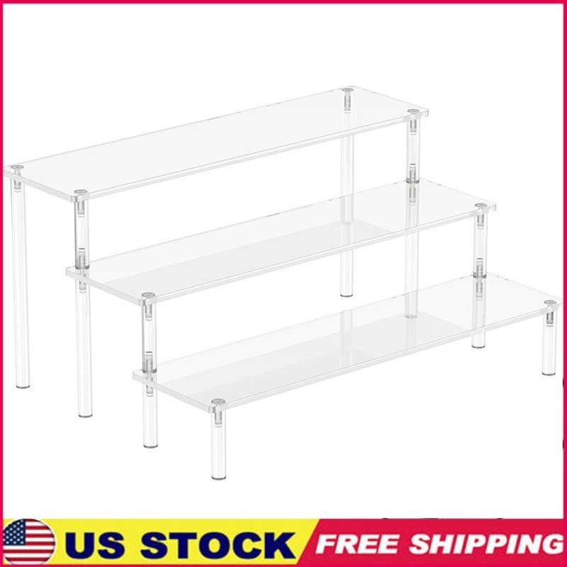 Acrylic Display Riser Stand Multi Functional Organizer Durable Clear Shelf New