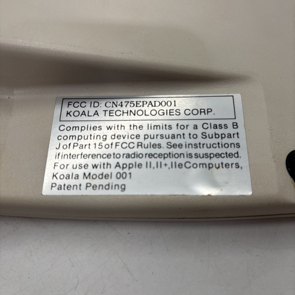 VINTAGE Koala Pad Touch Tablet Model 001 For Apple IIe Computers (untested)