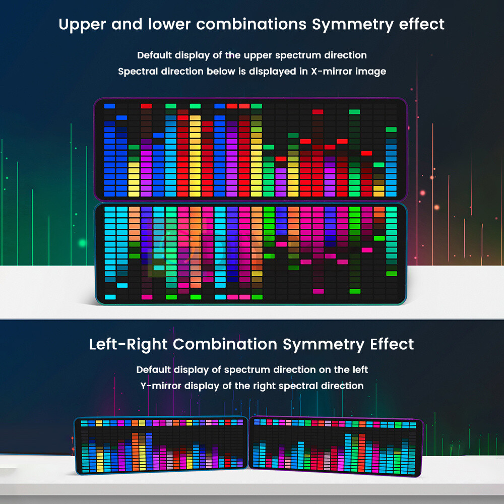 MIC+CABLE Sound Level Meter Clock LED Audio Display Music Spectrum Visualizer