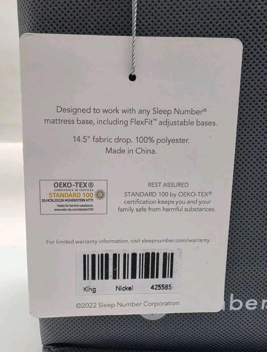 NWT Sleep Number Smart Skirt Bed Skirt KING Nickel (Grey) 14.5" Drop - 425585