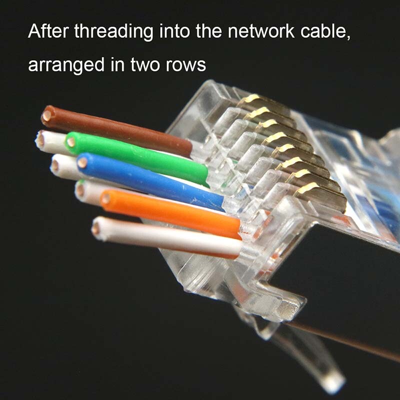 100PCS rj45 connector cat6 plug 8p8c shielded STP FTP Pass Through cable modular