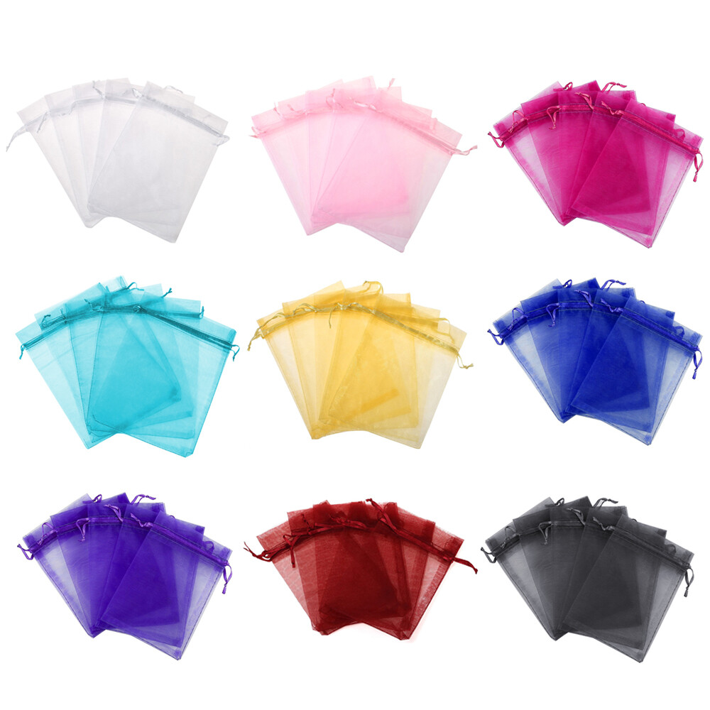 100/200 pcs Organza Gift Candy Sheer Bags Wedding Party Favor Decoration Pouches