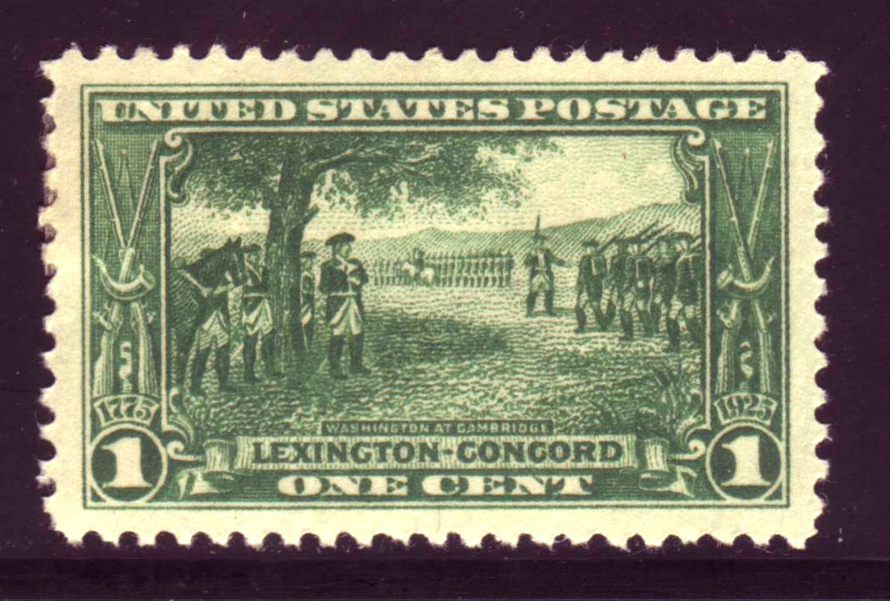 #617 LEXINGTON-CONCORD. SUPERB 3. ORIGINAL GUM. SCOTT CATALOG VALUE $47.50