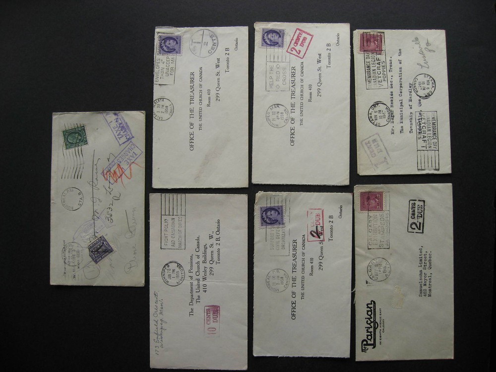 Canada handstamp postage due 7 covers, 4 are opened on 3 sides