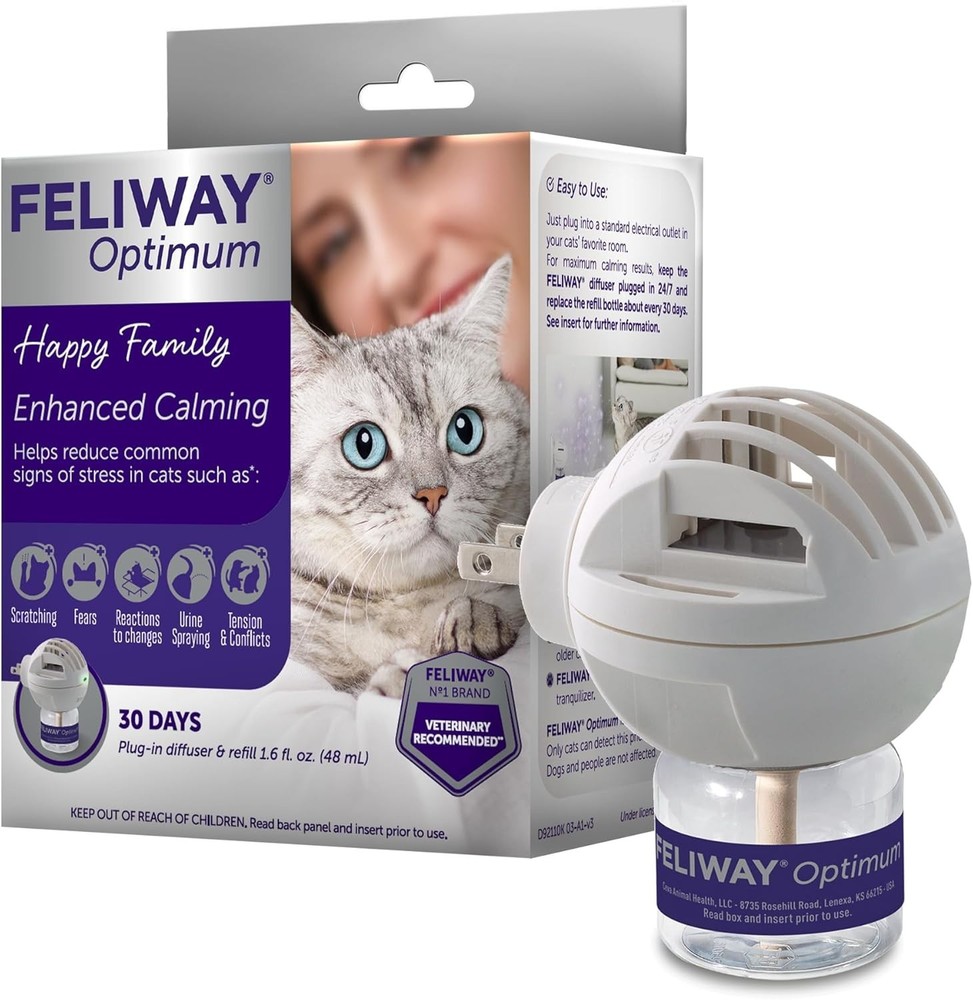 Optimum Cat Calming Diffuser Starter Kit - 48ml, Covers 700 Sq Ft, Silent