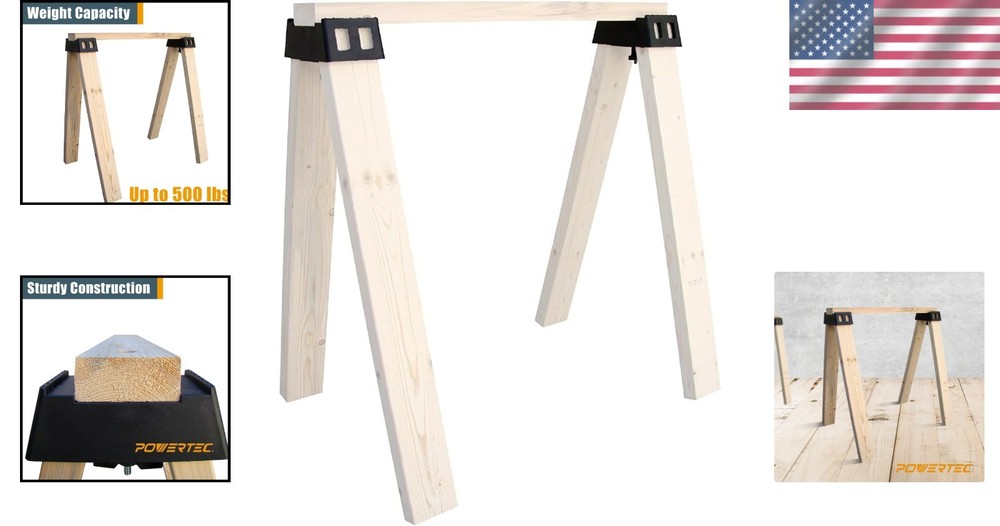 Durable 2-Pack Plastic Sawhorse Brackets for 2x4 Lumber - Easy Assembly