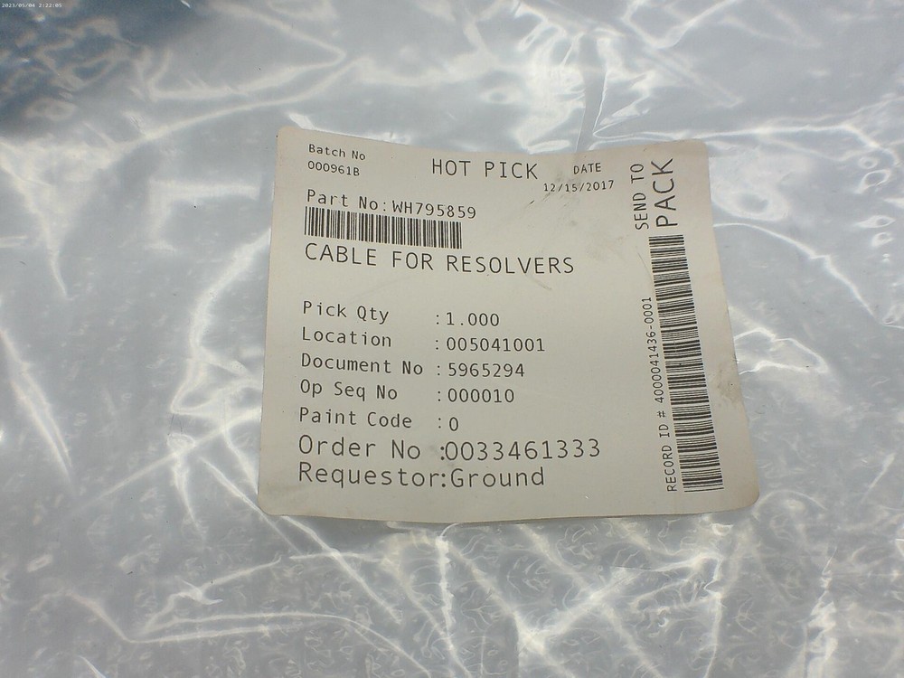 INDUSTRIAL SPARE WH795859 CABLE NSNP