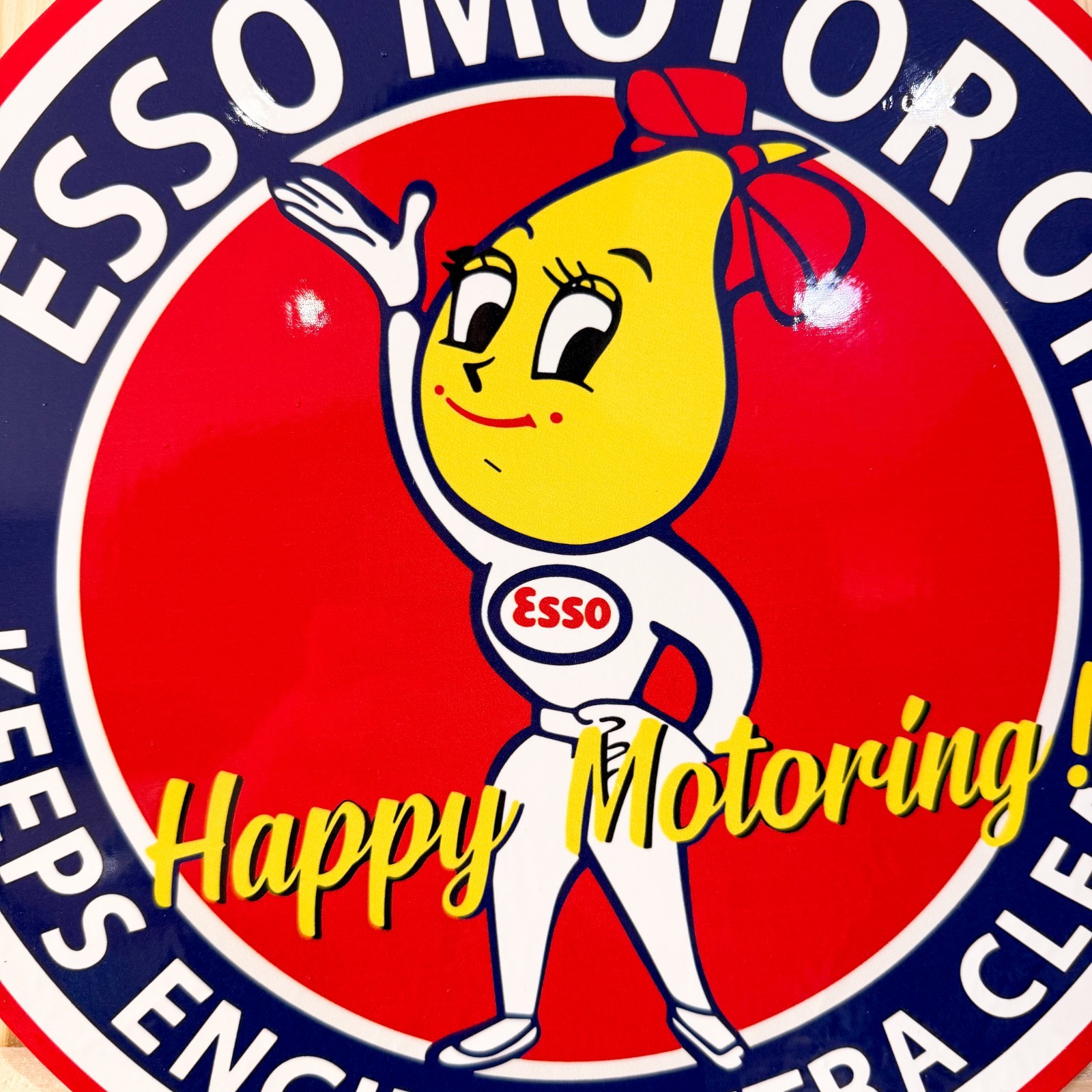 Esso Motor Oil Happy Motoring Female Mascot Metal Sign – 30 cm / 11.8”