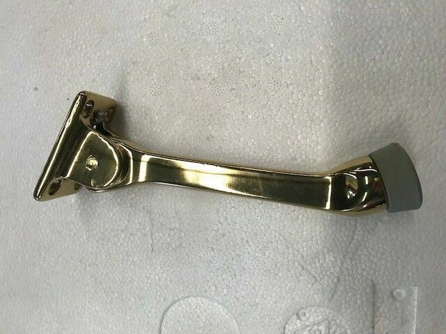 1 EACH CAST SOLID BRASS POLISHED BRASS 5" KICK DOWN FLIP OVER DOOR STOPS