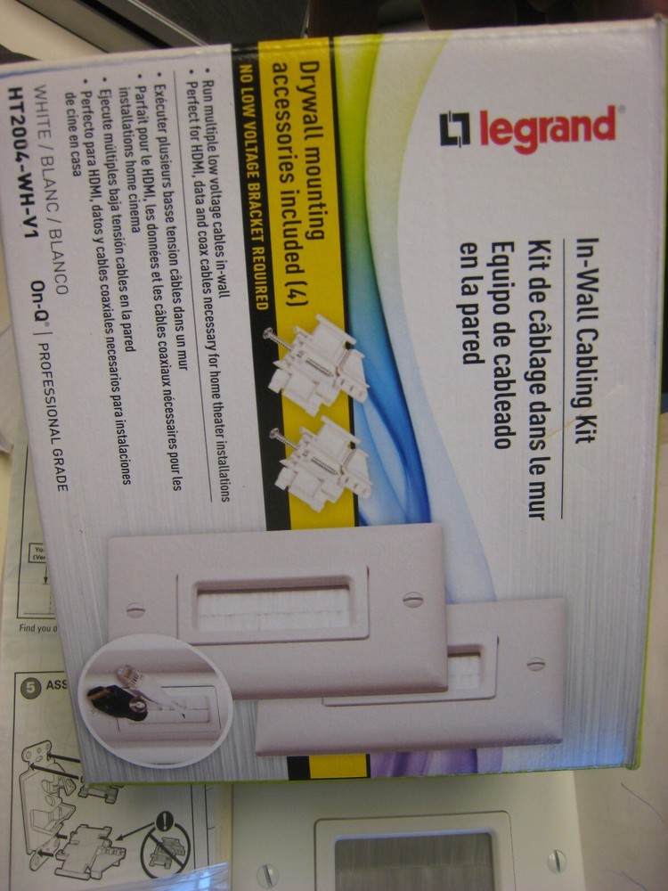 Legrand HT2004-WH-V1 In-Wall Low-Voltage Cable Access Plate Kit WHITE 2 covers