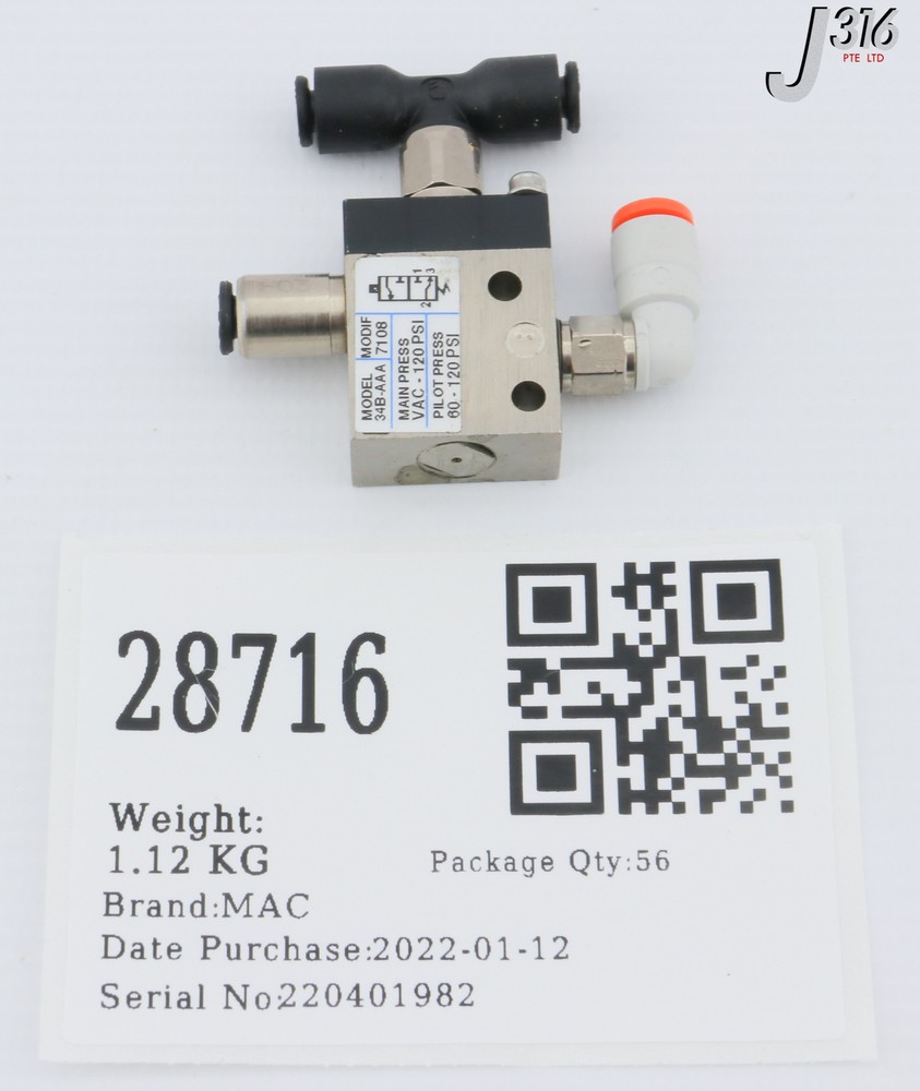 28716 MAC SOLENOID VALVE, 120PSI 34B-AAA